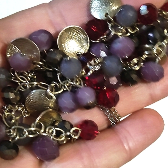 LOFT CLUSTERED BEADED 2-STRAND GOLD-TONE & SILVER-TONE 33" STATION NECKLACE - Picture 6 of 12